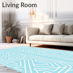 Abstract White Labyrinth Pattern Rug