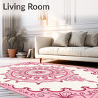Ornate Floral Mandala Pink Pattern Rug
