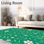 Green Floral Vine Pattern Rug