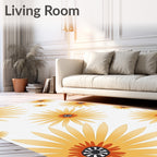 Retro Daisy Floral Pattern Rug