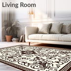 Ornate Floral Swirls Dark Design Rug