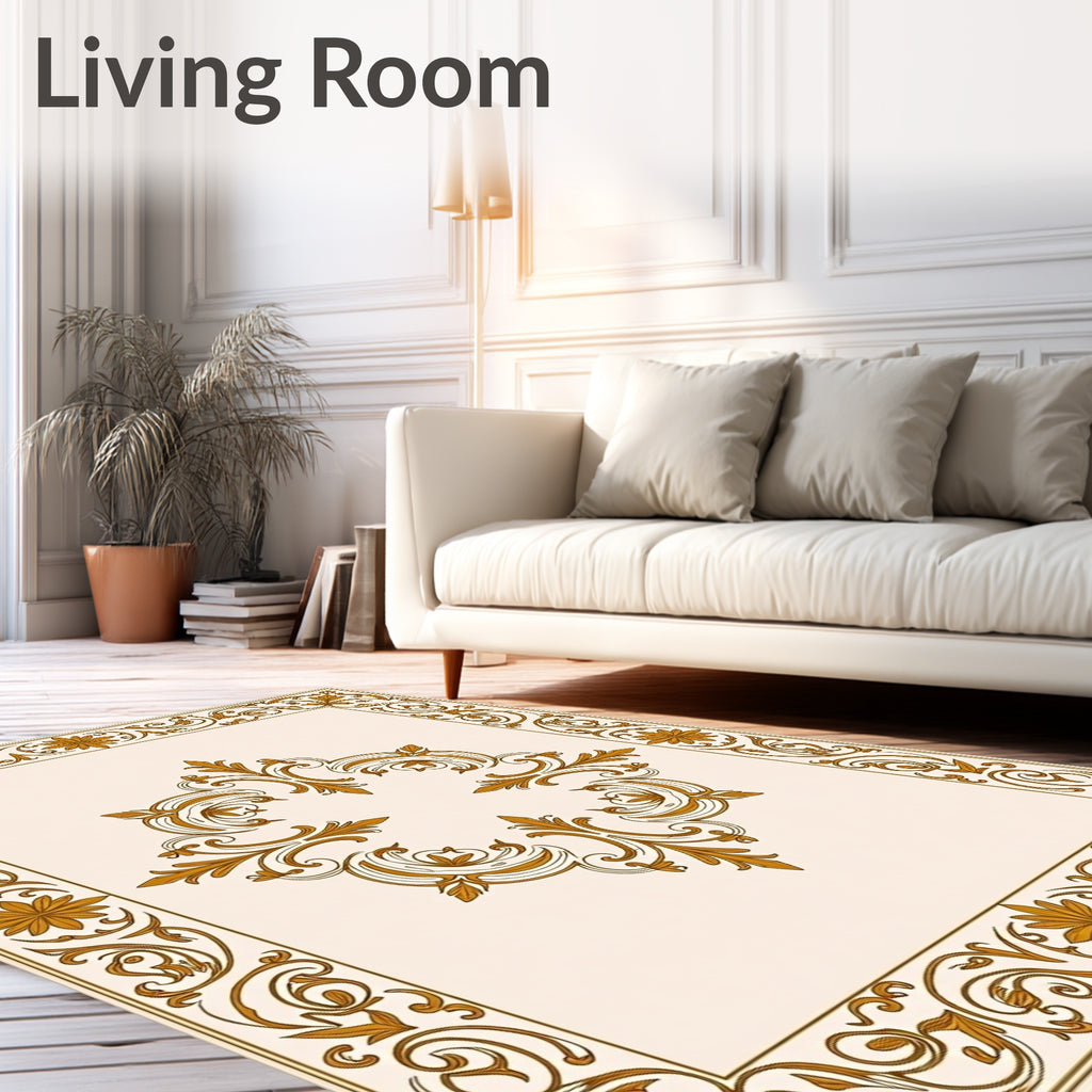 Damask Inspired Filigree Pattern Rug