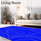 Abstract Blue Swirl Pattern Rug