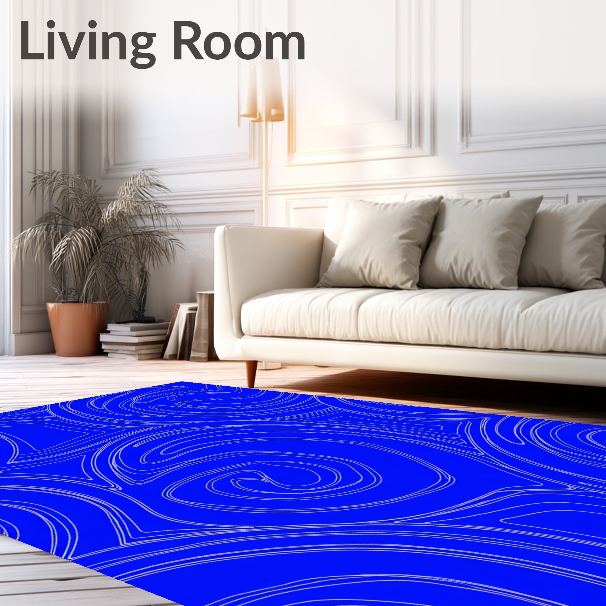 Abstract Blue Swirl Pattern Rug