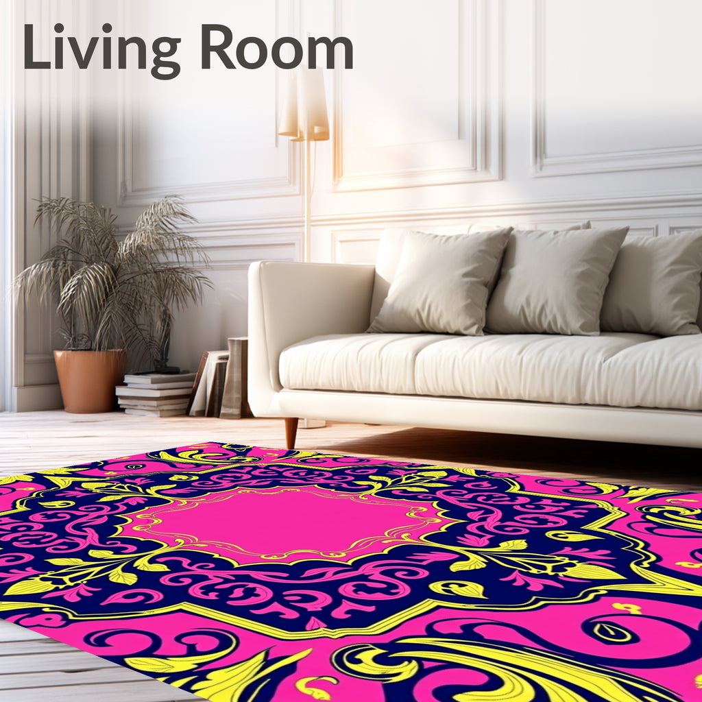 Vibrant Floral Symmetry Pattern Rug