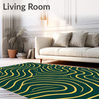 Bold Yellow Wavy Geometric Design Rug