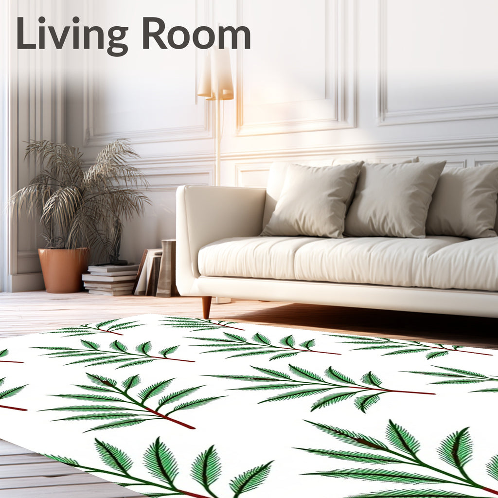 Green Fern Sprig Repeating Pattern Rug