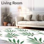 Green Fern Sprig Repeating Pattern Rug
