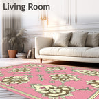 Ornate Floral Symmetry Pink Rug
