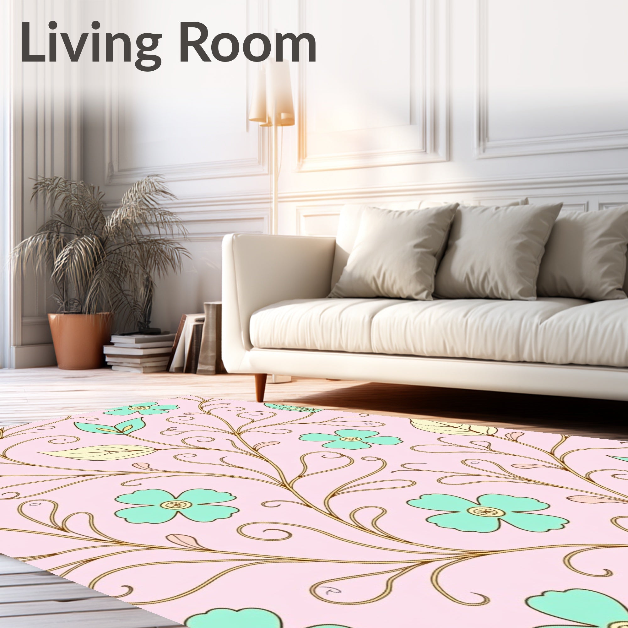 Pastel Floral Vine Pattern Rug
