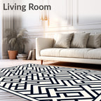 Abstract Geometric Maze Pattern Rug