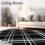 Classic Black White Diamond Pattern Rug