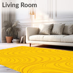Golden Yellow Wavy Line Pattern Rug