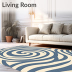 Calm Blue Swirl Patterned Design Rug