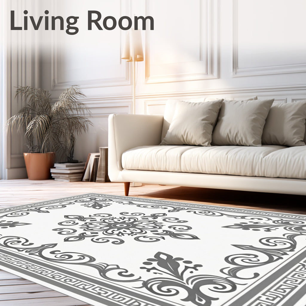 Ornate Floral Scrollwork Mandala Design Rug