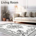 Ornate Floral Scrollwork Mandala Design Rug