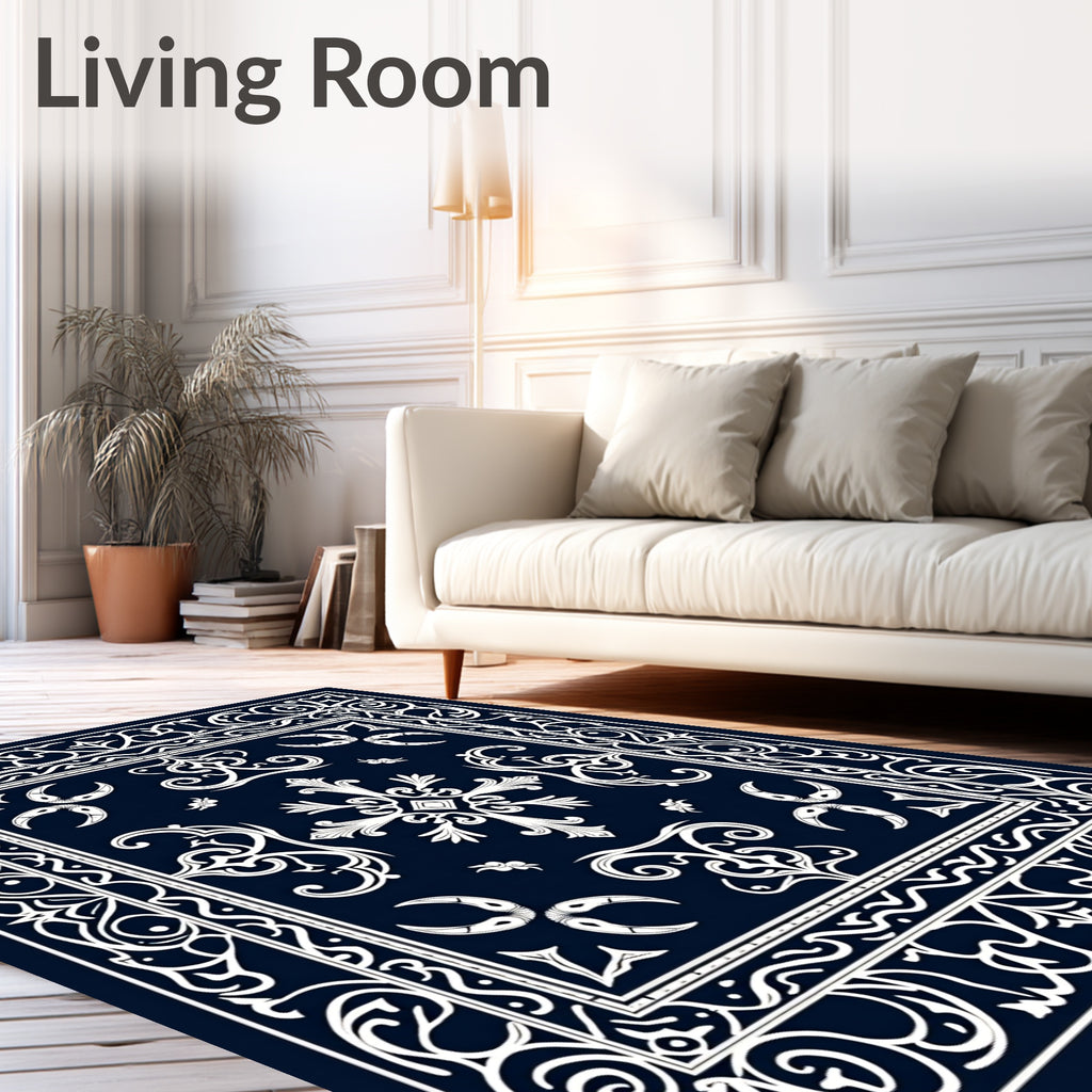 Ornate Floral Scrollwork Pattern Rug
