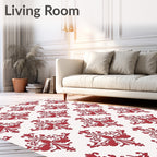 Classic Red Filigree Damask Pattern Rug
