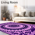Ornate Purple Pink Mandala Pattern Rug
