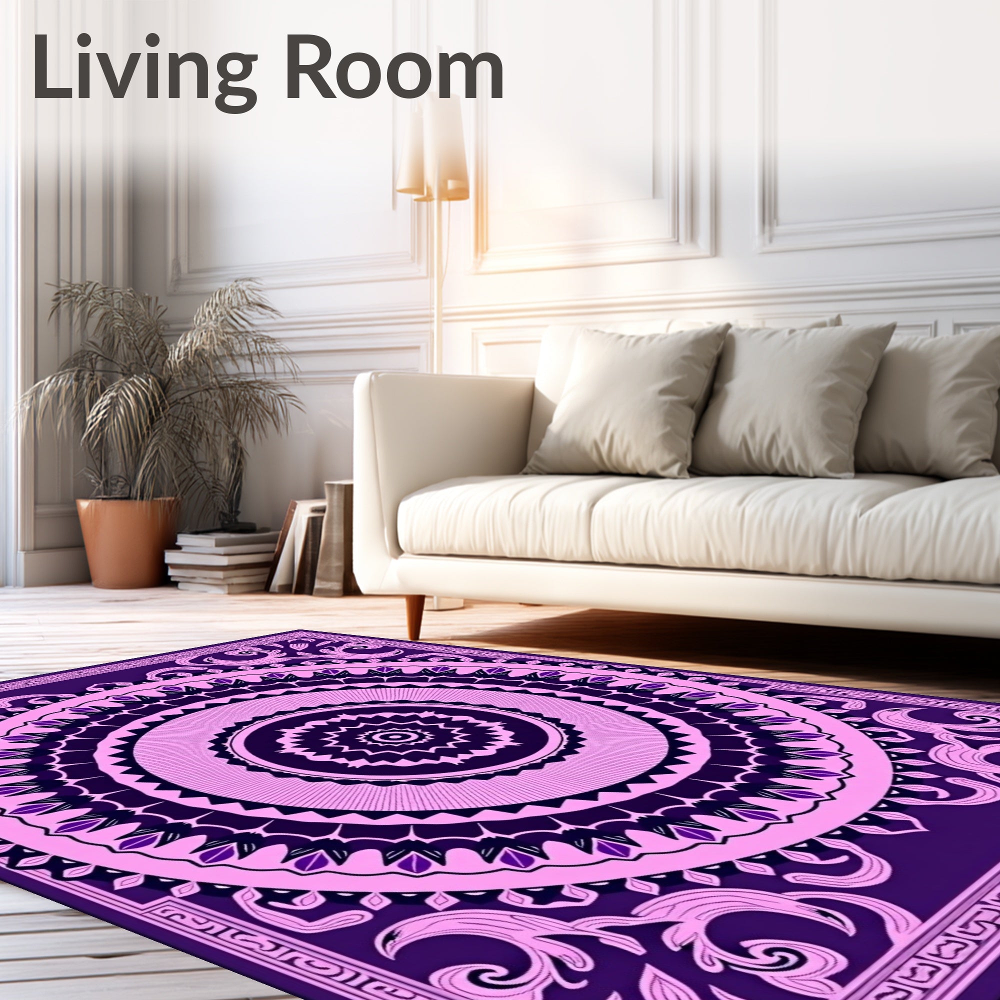 Ornate Purple Pink Mandala Pattern Rug