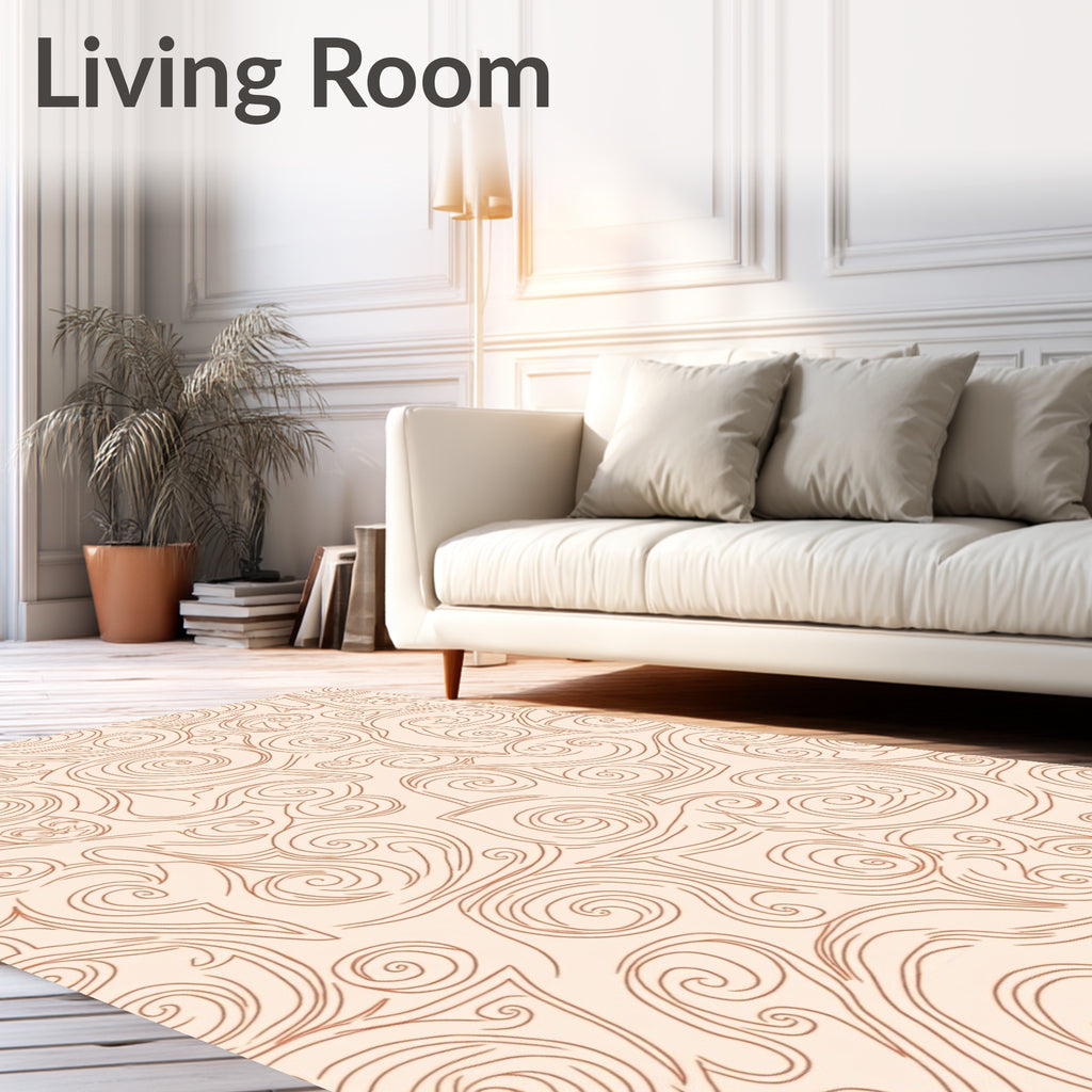 Swirly Stylized Line Art Rug