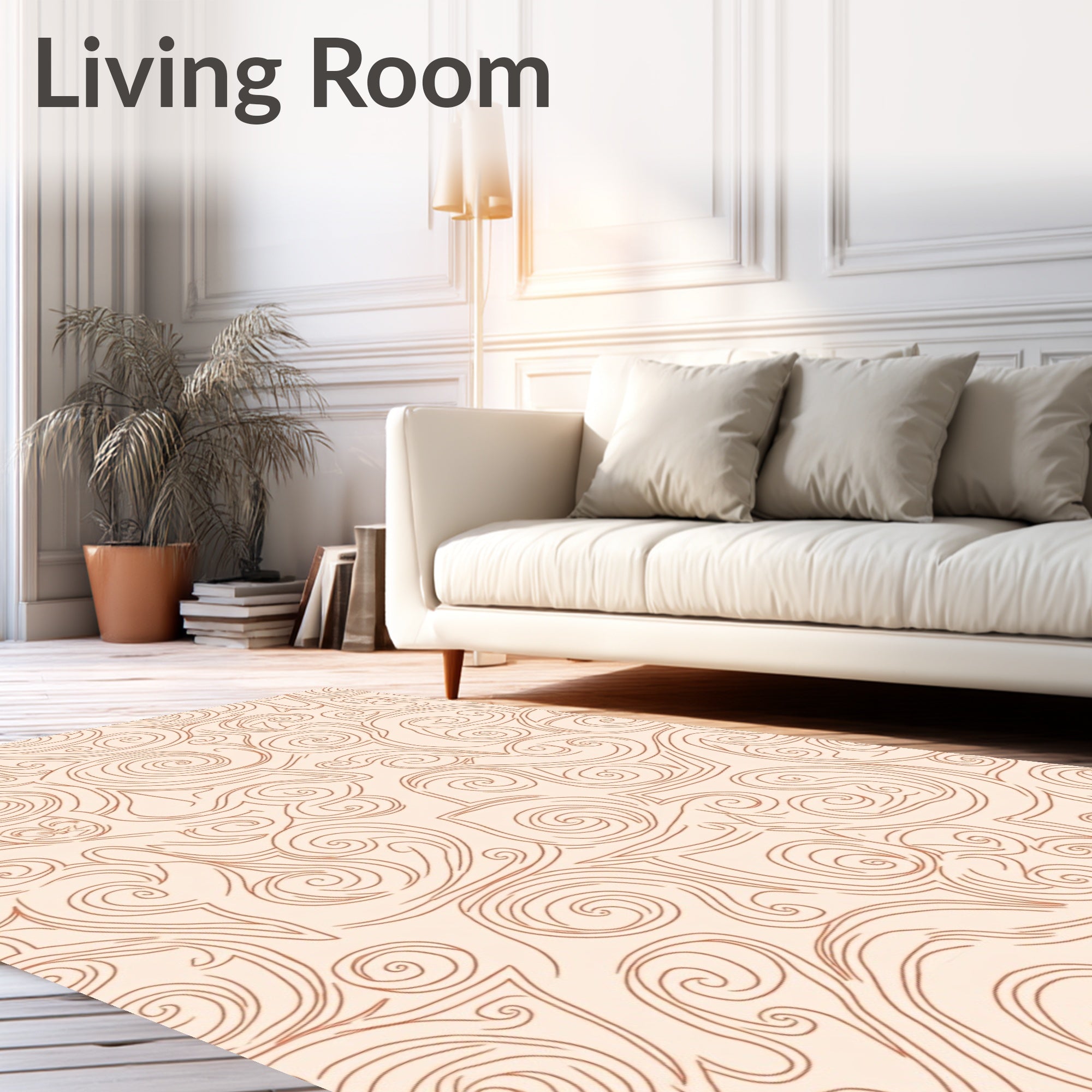 Swirly Stylized Line Art Rug