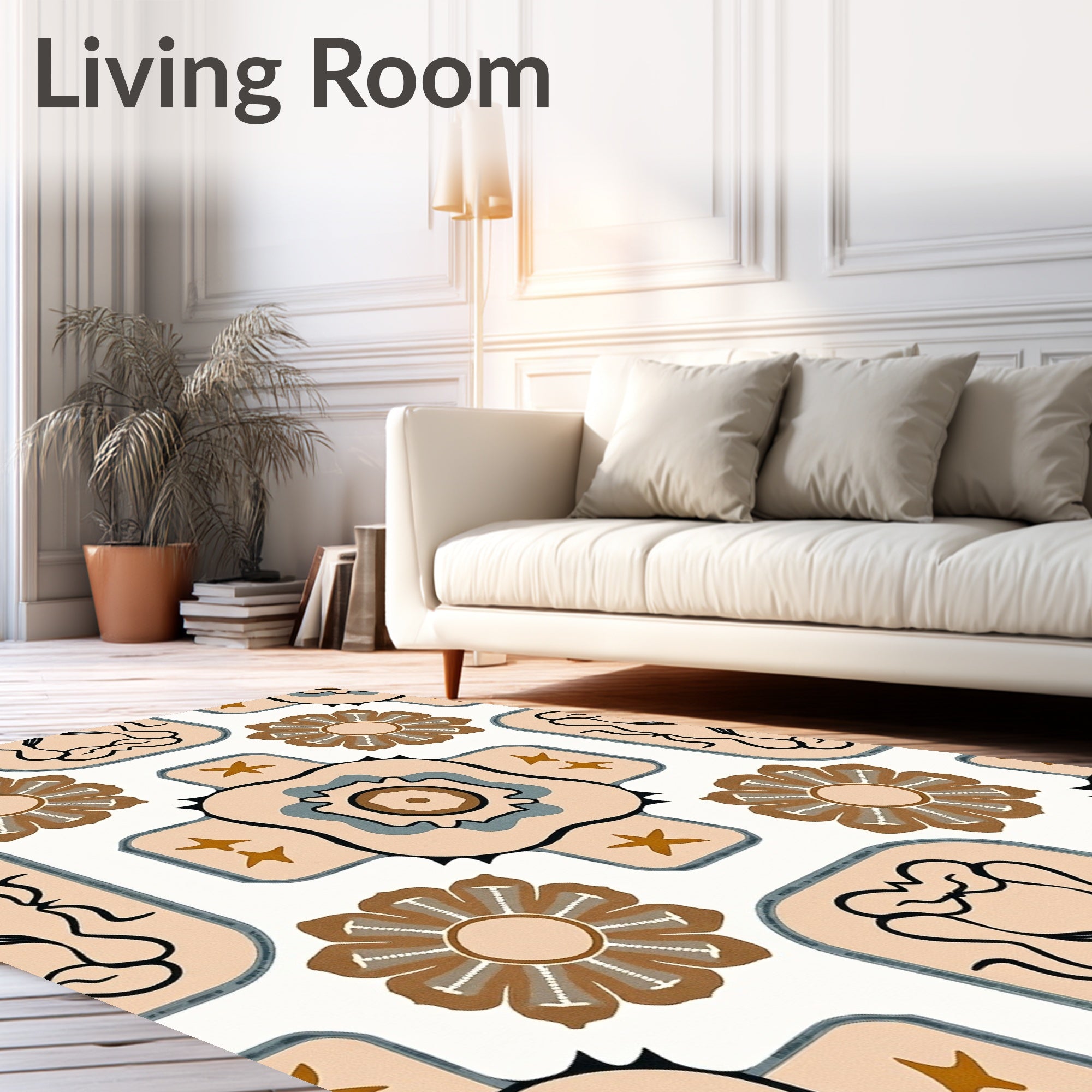 Abstract Floral And Geometric Design Rug