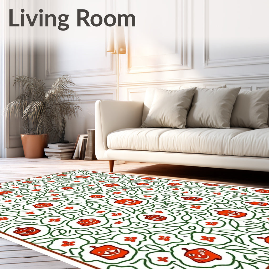 Orange Jack-o'-lantern Vine Whimsy Rug