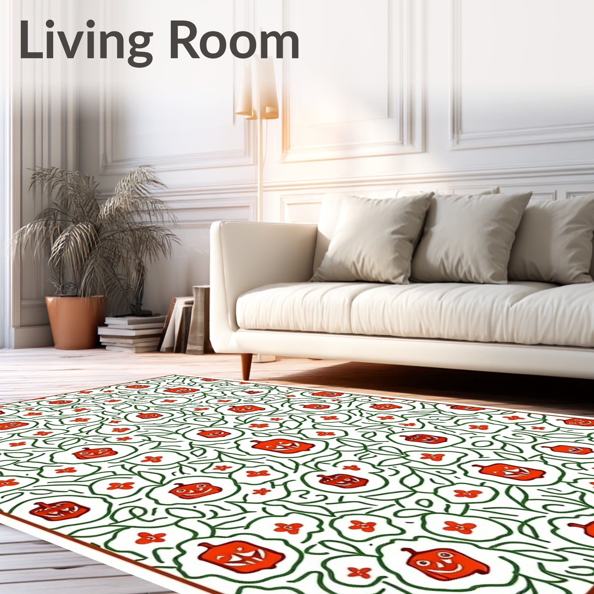 Orange Jack-o'-lantern Vine Whimsy Rug