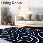 Dark Blue Swirls Abstract Pattern Rug