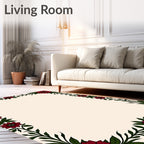Red Floral Vine Patterned Rug