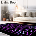 Geometric Cubes In Neon Lines Rug