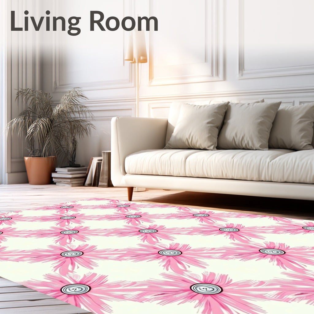 Pink Floral Graphic Pattern Rug