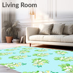 Fresh Floral Pattern With Light Blue Backdrop Rug