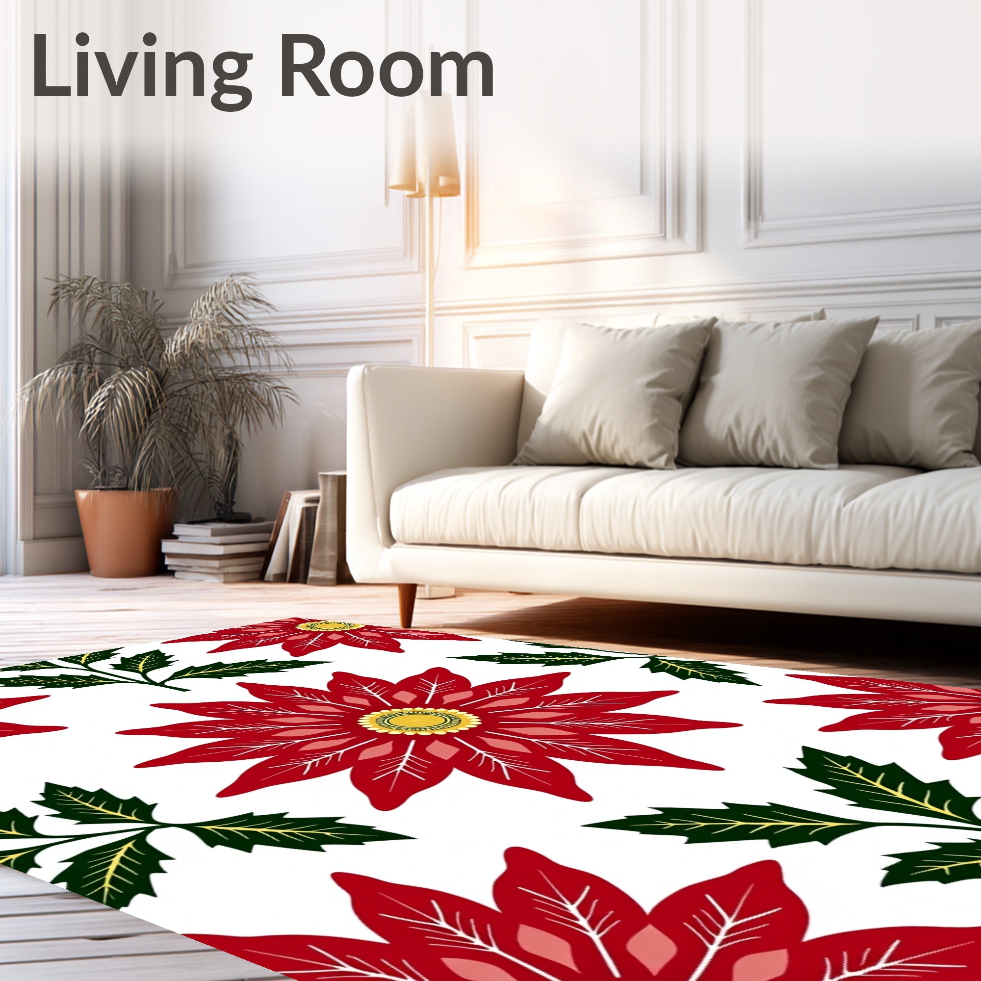 Radiant Red Poinsettia Leaf Collection Rug