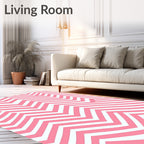 Pink and White Zigzag Stripes Rug