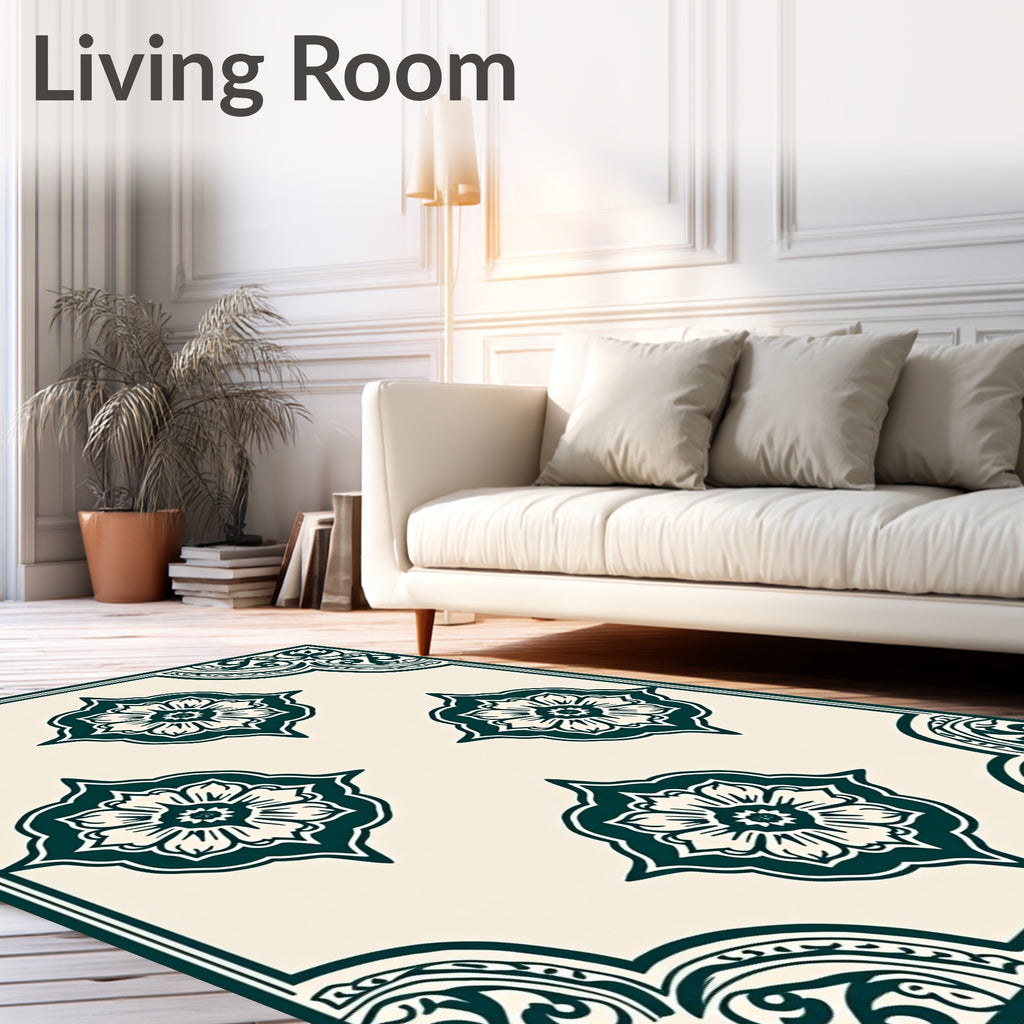 Classic Floral Motif Border Design Rug