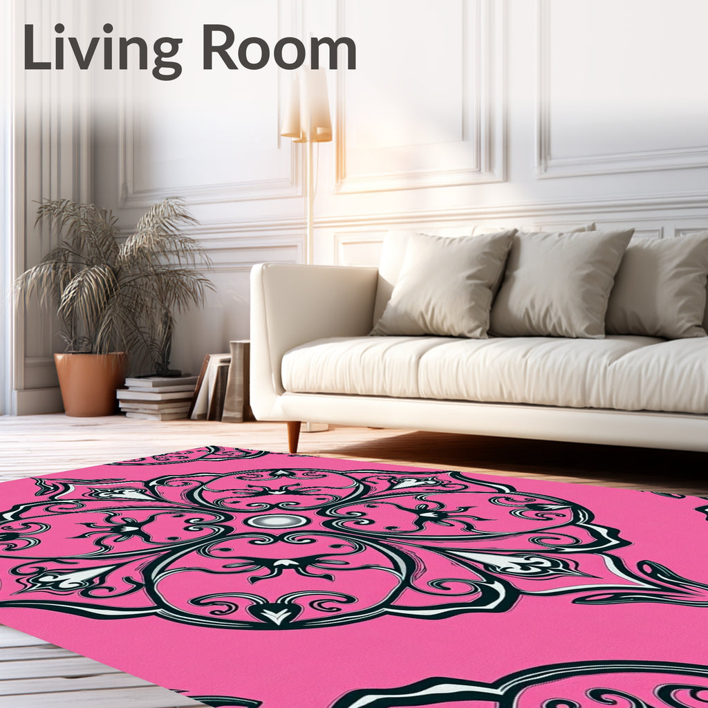 Bold Pink Floral Inspired Medallion Rug