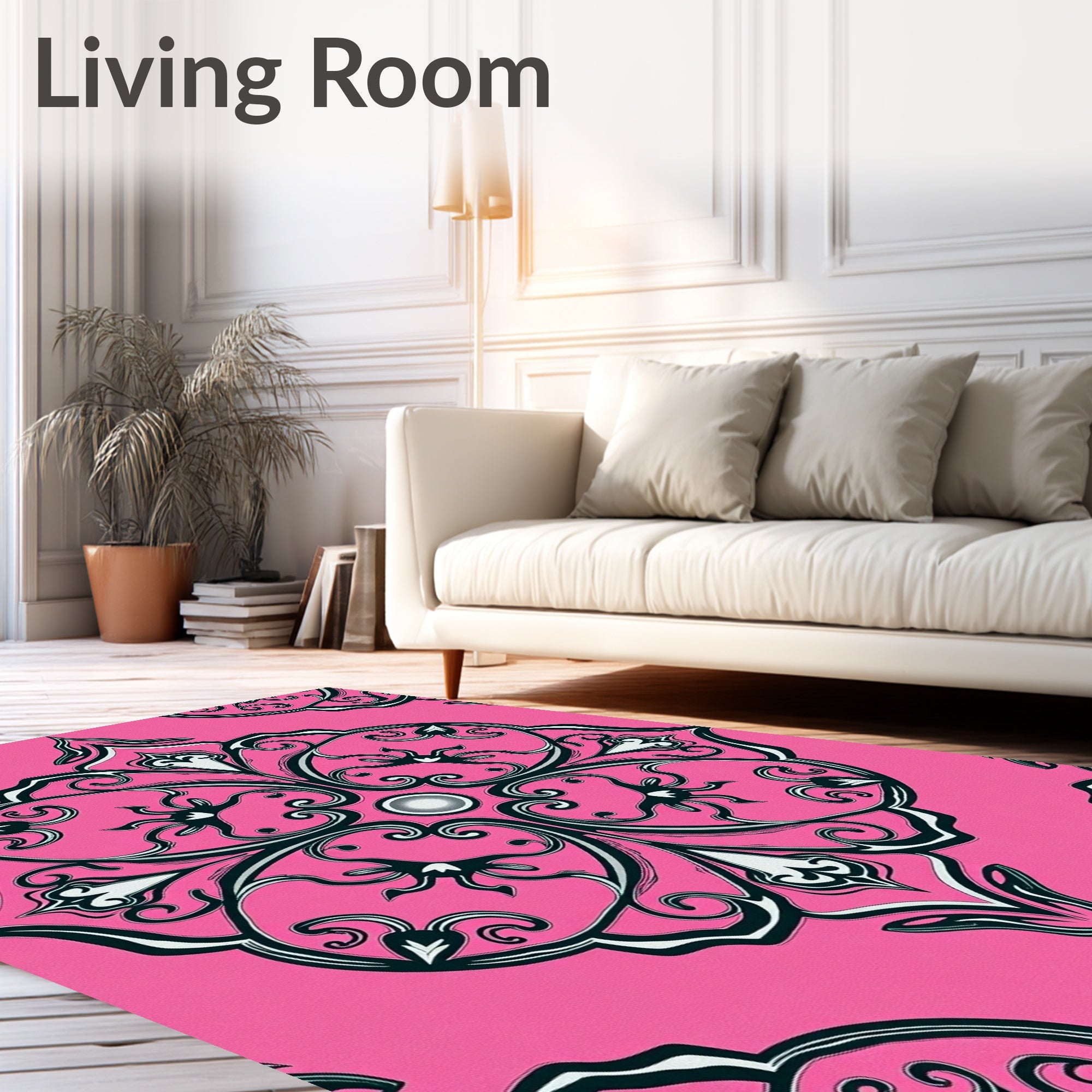 Bold Pink Floral Inspired Medallion Rug
