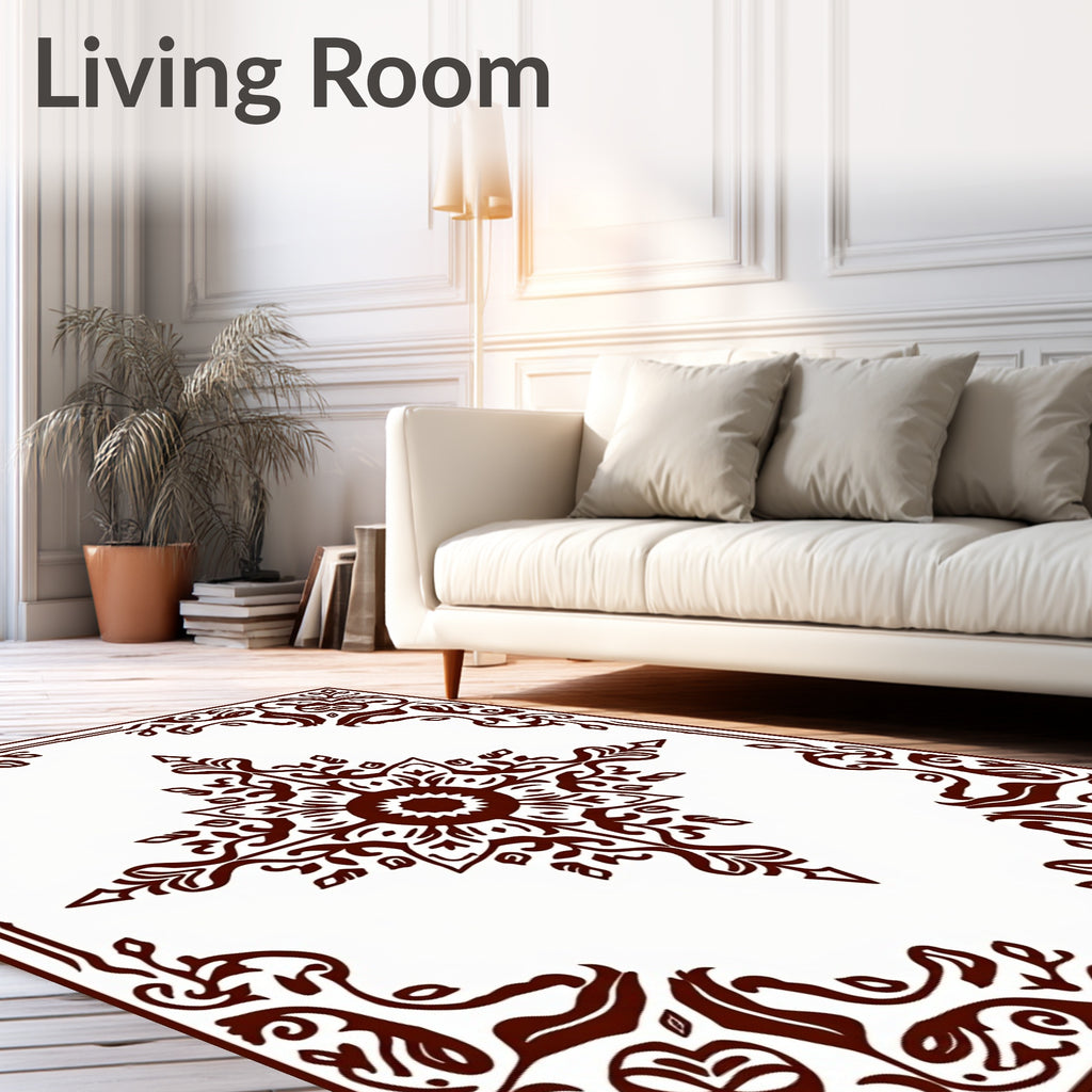 Brown Floral Medallion And Border Design Rug