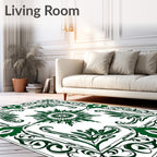 Green Floral Star Mandala Pattern Rug