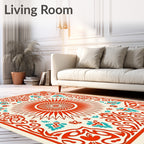 Radiant Sun Mandala With Floral Accents Rug