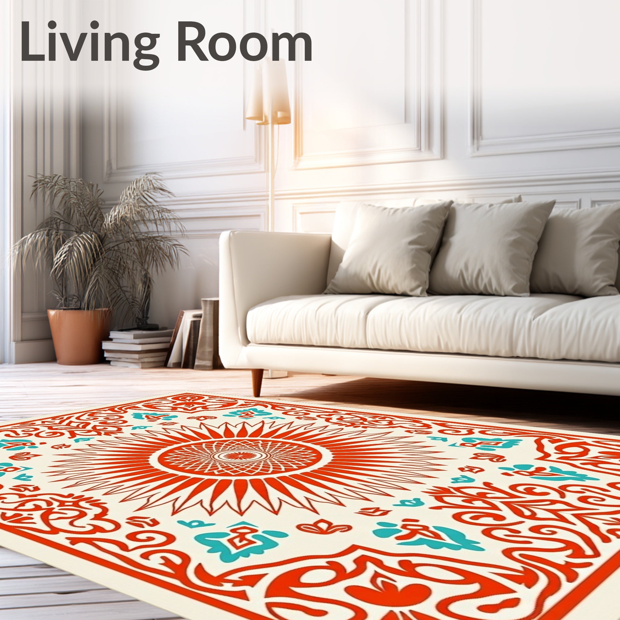 Radiant Sun Mandala With Floral Accents Rug