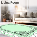 Art Nouveau Scrollwork Botanical Frame Rug
