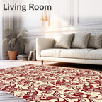 Crimson Abstract Swirl Pattern Rug