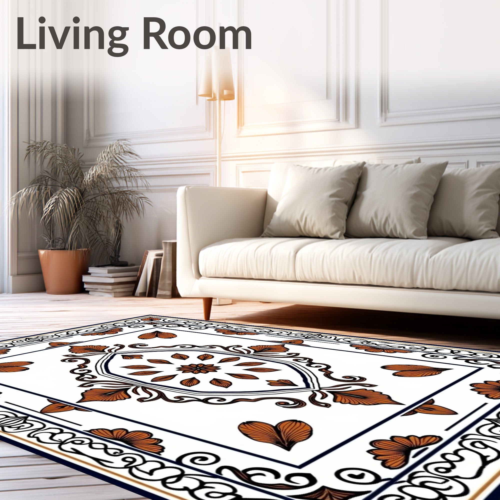 Terracotta Leaf Symmetry Design Rug