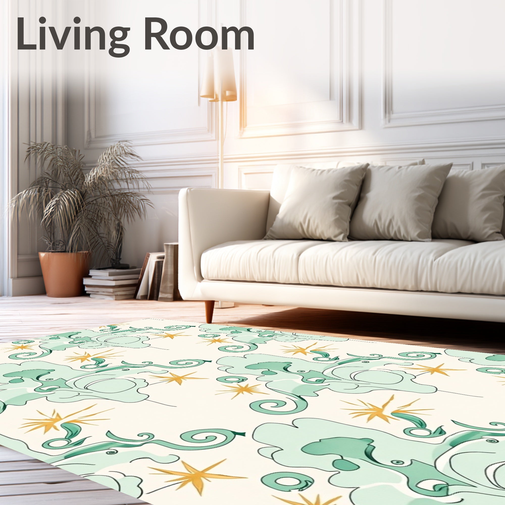 Ethereal Swirls Starbursts Design Rug