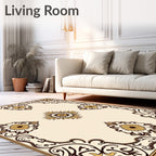 Ornate Floral Scrollwork Border Design Rug