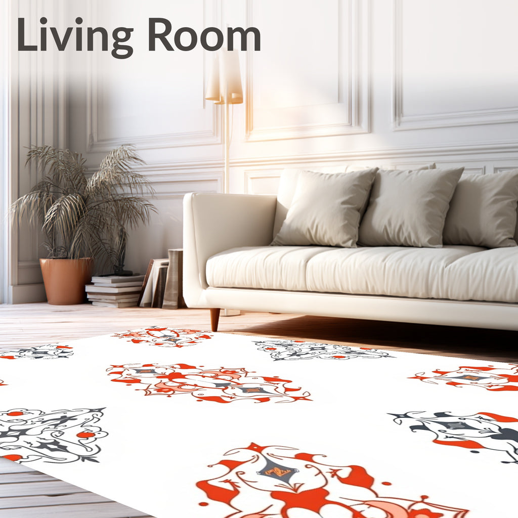 Red and Gray Ornamental Medallion Pattern Rug