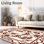 Classic Floral Border With Swirls Design Rug